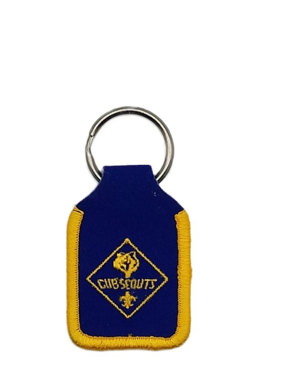 Vintage Cub Scout Pack 902 Bear DE Keychain Blue Gold NOS Boy Scouts